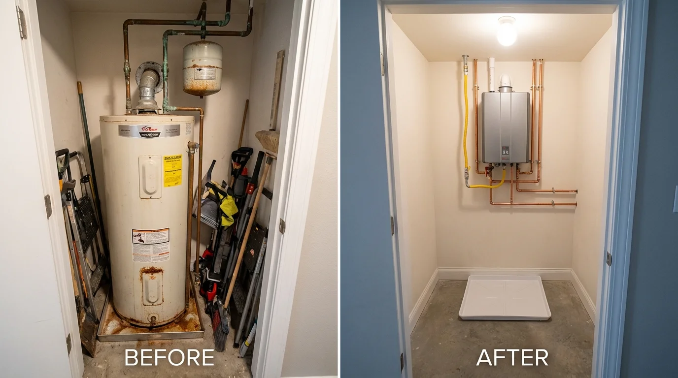 Tank water heater versus wall-mounted tankless unit comparison for Cedarville, OH homeowners