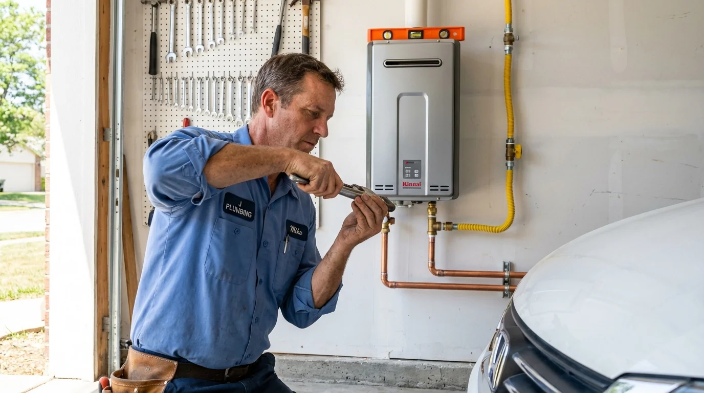 Tankless water heater installation by a Johns Plumbing LLC plumber in Cedarville